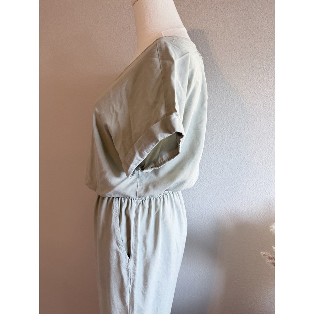 Joppa 100% Lyocell Light Green Short Sleeve Jumpsuit M Elastic Waist Pockets - Picture 4 of 9